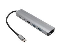 VBESTLIFE Hub USB Tipo C, Adaptador Multipuerto Gigabit Ethernet 6 en 1 con HDMI 4K 60 Hz, Carga PD de 87 W, Datos de 5 Gbps, 1000 Mbps, 2 USB 3.0 para Teléfono Portátil