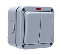 VBESTLIFE Interruptor de Luz Exterior, 20 A IP66 Resistente A la Intemperie, 2 Bandas de Control Dual de 2 Vías con Luz Indicadora, para Jardín, Piscina, Patio, Exterior Eléctrico