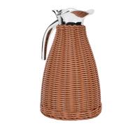 VBESTLIFE Jarra Térmica de café de Acero Inoxidable Tejida a Mano, Jarra Aislada de 3 Paredes con Cuerpo de Ratán Tejido, de café de 1,5 L para Bebidas Frías y Calientes, 12 Horas de Calor y 24