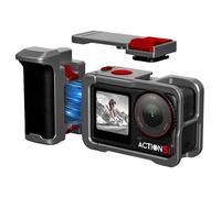 VBESTLIFE Jaula para Cámara de Acción con Asa para Action 5 Pro/4/3, Carcasa de Marco Estabilizador de Aleación de Aluminio con Soporte para Zapata Fría y Correa para Muñeca Anticaída