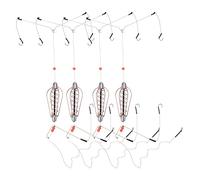 VBESTLIFE Jaula para Cebo de Pesca, 4 Piezas, Cesta de Resorte de Cobre, Alimentador de Señuelos con Ganchos, Accesorios de Pesca