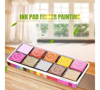 VBESTLIFE Juego de Almohadillas de Tinta a Base de Aceite, Suministros Vibrantes para Pintar con los Dedos, Almohadillas de Tinta para Sellos de Goma para Papel, Madera, 20 de de Colores