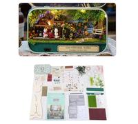 VBESTLIFE Juego de Ensamblaje de Casa de Muñecas DIY con Tema Good Old Time con Luz LED para Colección y Regalo, Mini Casa de Muñecas Rural y de Esquina de Calle para Decoración del Hogar (Notas