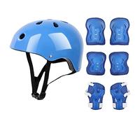 VBESTLIFE Juego de Equipo de Protección para Casco para Niños, Que Incluye Coderas para Casco, Rodilleras, Muñequeras para Patinaje sobre Ruedas (Azul)