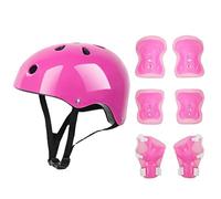 VBESTLIFE Juego de Equipo de Protección para Casco para Niños, Que Incluye Coderas para Casco, Rodilleras, Muñequeras para Patinaje sobre Ruedas (Rosa)