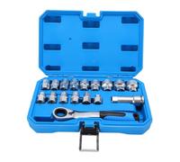 VBESTLIFE Juego de Llaves de Vaso de Paso de 19 Mm, 17 Piezas Juego de Llaves de Vaso con Accionamiento de 3/8 de Pulgada con Trinquete Reversible y Adaptadores, para Apretar Tuercas en