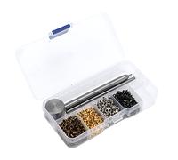 VBESTLIFE Juego de Mini Ojales de Cobre Fuerte, Herramienta de Decoración para Zapatos, Ropa, Artesanías de Cuero, 200 Piezas de Cada Color, Oro, Plata, Bronce