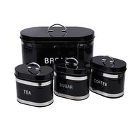 VBESTLIFE Juego de Panera y Recipiente con Tapa, Hierro (BLACK)