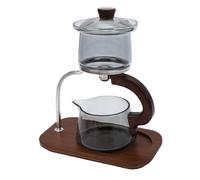 VBESTLIFE Juego de Tetera, Taza de Equidad con Infusor de Separación de Agua con Mango de Madera Maciza, para Kit de Preparación de té Casero