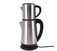 VBESTLIFE Juego de Tetera Turca de Doble Hervidor de Primera Calidad con Infusor de Acero Inoxidable para Entusiastas del té Tradicional (Enchufe de la UE 220V)