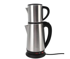 VBESTLIFE Juego de Tetera Turca de Doble Hervidor de Primera Calidad con Infusor de Acero Inoxidable para Entusiastas del té Tradicional (Enchufe de la UE 220V)