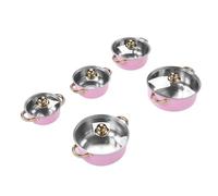 VBESTLIFE Juego de Utensilios de Cocina de Acero Inoxidable de 5 Piezas, Olla de Sopa de Salsa Pequeña con Dos Asas y Tapas para Cocinar en la Cocina, Distribución Uniforme del Calor, a