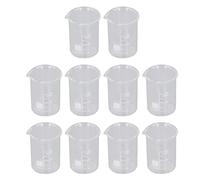 VBESTLIFE Juego de Vasos de Vidrio, Paquete de 10 Vasos de Borosilicato de 25 Ml con Escala Graduada, Grueso Resistente Al Calor, Transparente y Preciso para Experimentos de Laboratorio, Aula de