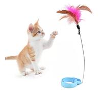 VBESTLIFE Juguete Ajustable del Collar de la Vara de la Pluma del Gato con la Campana para el Juego Interactivo, Diseño Flexible, Alambre (Blue)