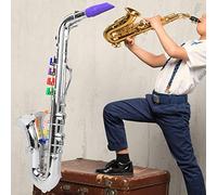 VBESTLIFE Juguete de Saxofón para Niños, Mini Saxofón de Plástico con 8 Teclas Realistas, Codificado por Colores para un Fácil Aprendizaje, Regalo de Juego de Simulación Seguro y No Tóxico para