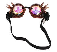 VBESTLIFE Kaleidoscope Rave Goggles, Bronce Púrpura, Gafas de Disfraces Retro Redonda de Halloween con Lentes de Cristal de Arco Iris Ajustable Trippy Psychedelic Steampunk