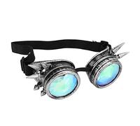 VBESTLIFE Kaleidoscope Rave Goggles, Halloween Kaleidoscope Rave Goggles Lentes de Cristal de Arco Iris Ajustable Trippy Psychedelic Steampunk Goggles (Plata Antigua)