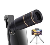 VBESTLIFE Kit de Lentes para Cámara de Teléfono, Incluye Teleobjetivo de 22X, Ojo de de 198°, Gran Angular de 0,63X, Macro de 15X, Clip y Mini Trípode, para Teléfono Inteligente