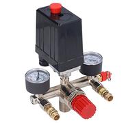 VBESTLIFE Kit de Válvula Interruptor de Presión de Compresor de Aire, Regulador de Colector de Control Automático 90-120PSI, CA 100-240V 16-20A, Controlador de Presión Vertical con Perilla Roja para