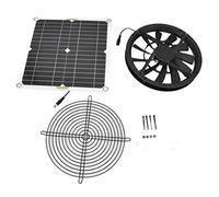 VBESTLIFE Kit de Ventilador de Escape con Panel Solar, 12W, Impermeable, Ventilación Redonda de 10 Pulgadas para Cobertizo de Invernadero de Gallinero