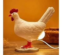 VBESTLIFE Lámpara de Huevo de Gallina, Lámpara de Mesa Divertida de Gallina, Luz Nocturna de Huevo LED, Decoración de Resina para el Hogar, Dormitorio, Sala de Estudio