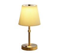 VBESTLIFE Lámpara de Mesa Moderna, Luz Nocturna Inalámbrica RGB con Pantalla de Tela Plisada, Lámpara de Noche Recargable con Control Táctil para Dormitorio, Sala de Estar