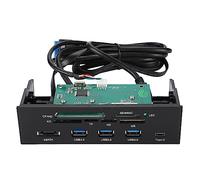 VBESTLIFE Lector de Tarjetas Interno, Concentrador USB de 5,25" con 3 USB 3.0 y .1, Panel Frontal Multifunción para PC de Escritorio, 6 Ranuras para Tarjetas, Puerto ESATA para Transferencia de