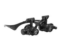 VBESTLIFE Lupa de Vidrio Binocular con 2 Luces LED y Lentes Múltiples, Ideal para Tallado de Joyas y Reparación de Relojes, Material ABS, Aumento 10X 15X 20X 25X