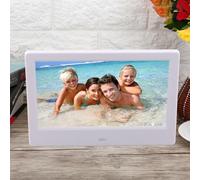 VBESTLIFE Marco de Fotos Digital, Pantalla IPS Blanca de 7 Pulgadas 1024x600 Álbum electrónico 16: 9 con Sensor Corporal, con función de Videos/imágenes/música/Reloj/Calendario(Enchufe de la UE)