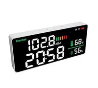 VBESTLIFE Medidor de Decibelios LED 2.4G WiFi Medidor de Nivel de Sonido de Alta Precisión para, 4 en 1 Metro Pantalla LED de Tiempo de Humedad y Temperatura para el Ambiente de la Habitación