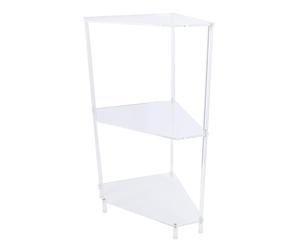 VBESTLIFE Mesa Auxiliar Triangular de Acrílico, Mesa Auxiliar Esquinera de 3 Niveles con Diseño Resistente Al Agua, Pequeño Organizador de Baño para Sala de Estar y Dormitorio