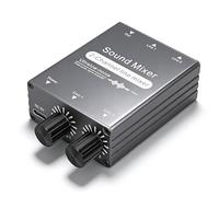 VBESTLIFE Mezclador de 2 Canales, Conmutador de Audio de 3,5 Mm con Control de Volumen Dual, para Computadoras, Televisores, Teléfonos Inteligentes, Computadoras Portátiles, Proyectores,