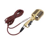 VBESTLIFE Micrófono Dinámico, Patrón de Recogida Cardioide con Estructura a Prueba de Choques para el Rendimiento del Escenario y la Grabación de Estudio (GOLD)