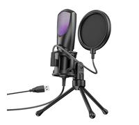 VBESTLIFE Micrófono USB para Juegos, Micrófono Condensador con Cancelación de Ruido con Iluminación RGB, Filtro Pop y Soporte para Trípode para Transmisión de Podcasts en Computadora PC