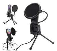 VBESTLIFE Micrófono USB para Juegos RGB, Micrófono Condensador con Cancelación de Ruido con Soporte para Trípode, Filtro Pop para Transmisión de PC, Grabación de Estudio