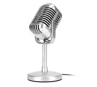 VBESTLIFE Micrófono Vocal de Condensador Retro, Micrófono Vintage con Cable, ángulo Ajustable Flexible, Plug and Play, Micrófono de Condensador Retro con Cable para Karaoke Stage Studio