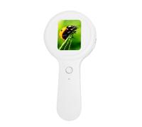 VBESTLIFE Microscopio Digital Portátil, Lupa de Mano con Pantalla de 2 Pulgadas con Antivibración 200X, Cámara de 12MP 16 Luces LED para Observación de Estudio de Inspección (White)