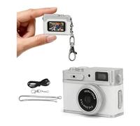VBESTLIFE Mini Cámara Digital con Llavero, Cámara Pequeña, Pequeña 1080P de 3 MP, Grabadora de Vídeo Portátil con Batería de Larga Duración para Viajes, Fiestas, Vlogs (White)