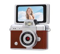 VBESTLIFE Mini Cámara Digital con Pantalla Abatible de 1,47 Pulgadas, Llavero Retro para Cámara Digital, Filtros Creativos y Efectos de Belleza Integrados, para Viajes, Escuela (Brown)