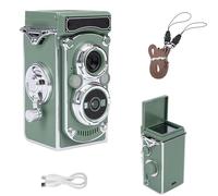VBESTLIFE Mini Cámara Digital Vintage, Cámara Digital Portátil Estilo Réflex de Doble Lente Retro, Fotos de 24 MP, Enfoque Automático, Vídeo HD de 2,7 K, Batería de 1000 MAh (Green)