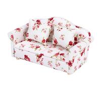 VBESTLIFE Mini sofá Doble para Casa de Muñecas a Escala 1/12, Muebles Reales y de Moda, Material Superior de Madera y Tela (Gran racimo de Flores)