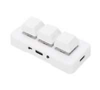 VBESTLIFE Mini Teclado de 3 Teclas, Teclado Mecánico Inalámbrico para Jugar, Programa Personalizado de Teclas de Acceso Rápido, Plug and Play, para Videojuegos de PC (White)