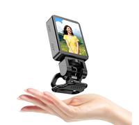 VBESTLIFE Monitor Selfie Magnético de 2,4 Pulgadas, Espejo de Cámara Trasera BT, Pantalla de Teléfono Inalámbrico con Clip Universal para Teléfonos iOS Android Vlog Live Streaming