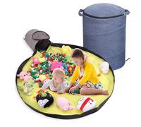 VBESTLIFE Organizador de Almacenamiento de Juguetes, Contenedor Plegable de 13,4 X 16,5 Pulgadas con Tapete de Juego Extraíble, Organizador de Gran Capacidad para Bloques de Construcción (BLUE)