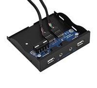 VBESTLIFE Panel Frontal de Disquete, USB2.0 HD Audio Panel Frontal de Disquete 3.5 '' 9 Pines a 2 Interfaz USB2.0 con un Micrófono Y un Enchufe de Audio