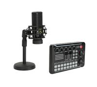 VBESTLIFE Paquete de Equipo de Podcast, Tarjeta de Sonido en con Micrófono de Condensador Cardioide para Estudio de Grabación, para Teléfono, Computadora Portátil, Vlog Living Broadcast