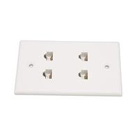 VBESTLIFE Placa de Pared Ethernet Cat6 de 4 Puertos, Placa de Pared Ethernet con Tornillos para Oficina en Casa, de de 4 Puertos Cat 6 para Toma de, Paso a Través