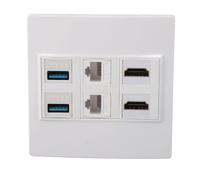 VBESTLIFE Placa de Pared HDMI RJ45, Placa de Pared con Salida USB HDMI de 6 Puertos, 2 Conectores HDMI, 2 Ethernet Cat6 RJ45 y 2 Conectores USB 3.0, para Placa Frontal, Color