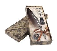 VBESTLIFE Pluma de Inmersión de Caligrafía Inglesa Pluma Estilográfica de Estilo Clásico Retro Pluma de Tinta para Escribir Caja de Regalo Papeleria 5 Puntas(Marrón)