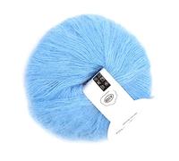 VBESTLIFE Popular Hilo de Lana Larga Suave Mohair Pashm Angora para Proyectos de Tejido Antiencogimiento, Material Suave y Noble, Conveniente y Duradero, Adecuado para Bufandas Chales (08 azul claro)